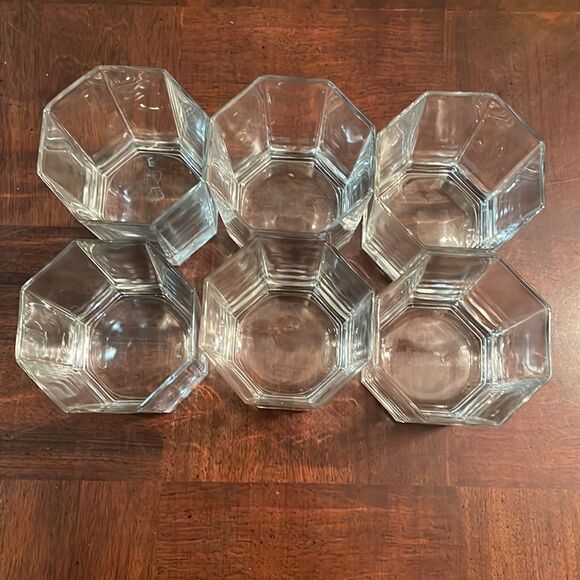 10 oz Luminarc Octime Clear Double Old Fashioned Glass 4" France 6 Octagonal - Picture 4 of 7